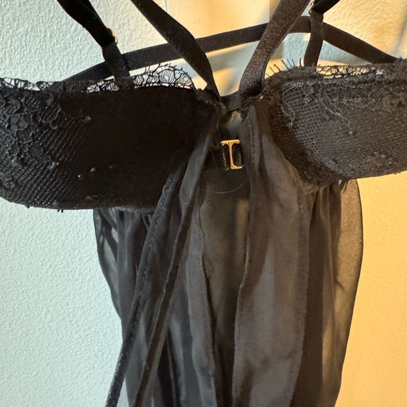 Victoria secret Black Sheer Lingerie Dress bow tie front - Picture 2 of 5